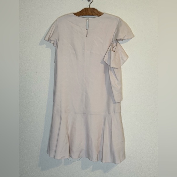 Halston Heritage Kittie Kyle Crew Dress With Ruffles in Stone NWT Size 4 - Picture 5 of 9